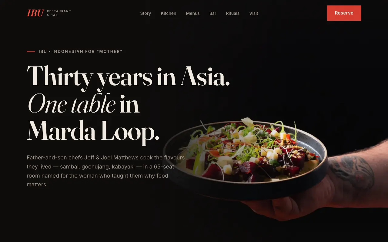 A Marda Loop restaurant - redesigned website