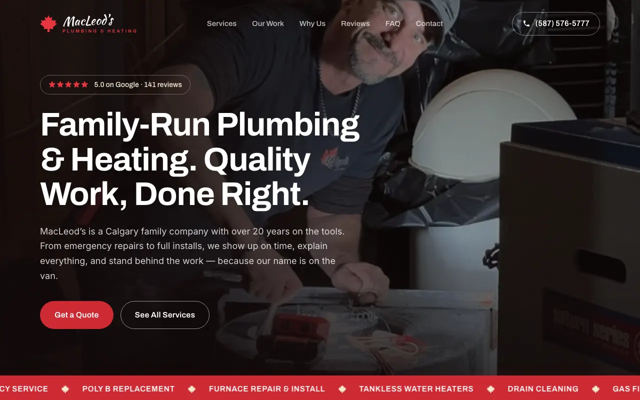 A family-run plumbing and heating company in Calgary - redesigned website