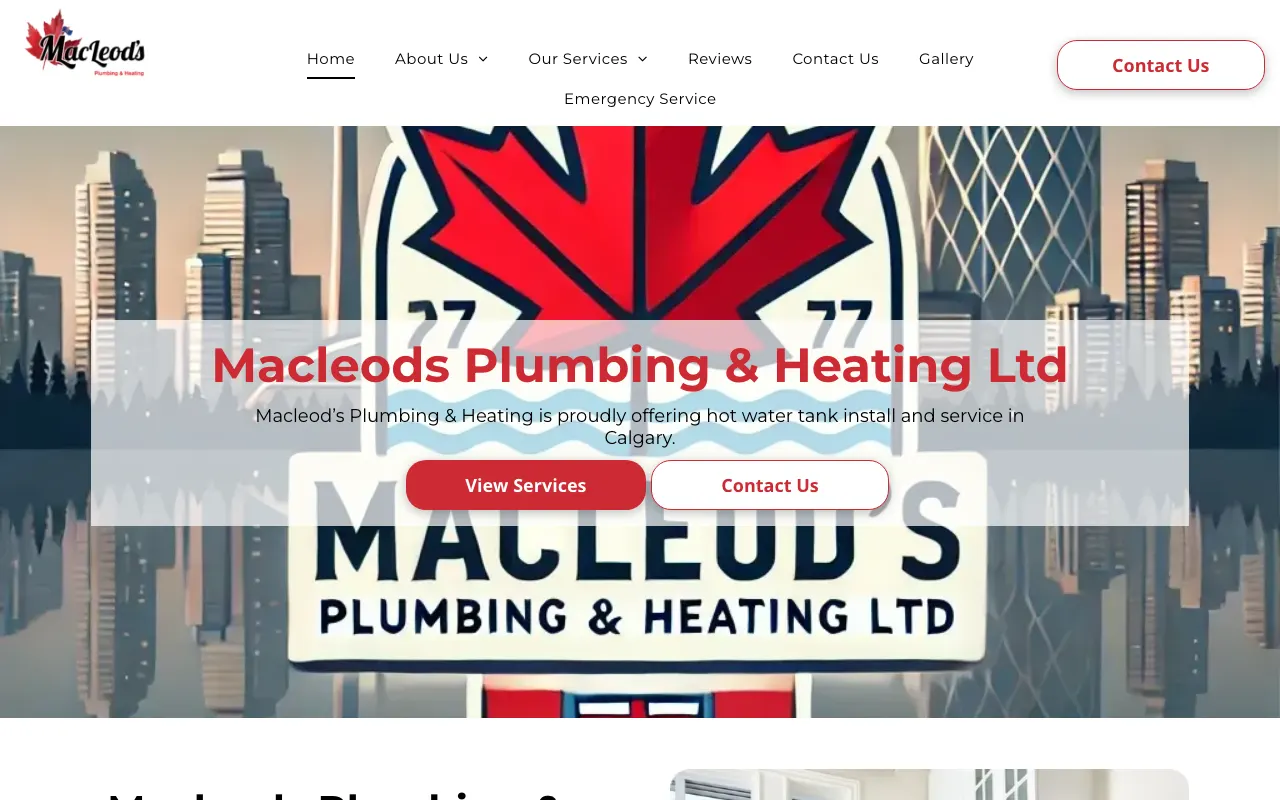 A family-run plumbing and heating company in Calgary - old website